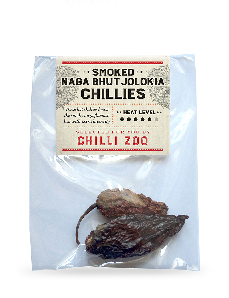 Dried Smoked Naga Bhut Jolokia chillies